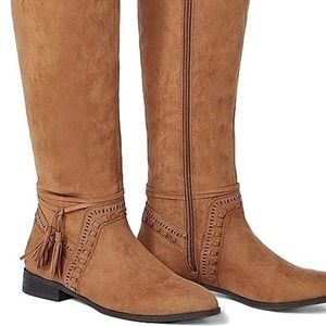 Cognac Walk The Line Wide Calf Boots Women